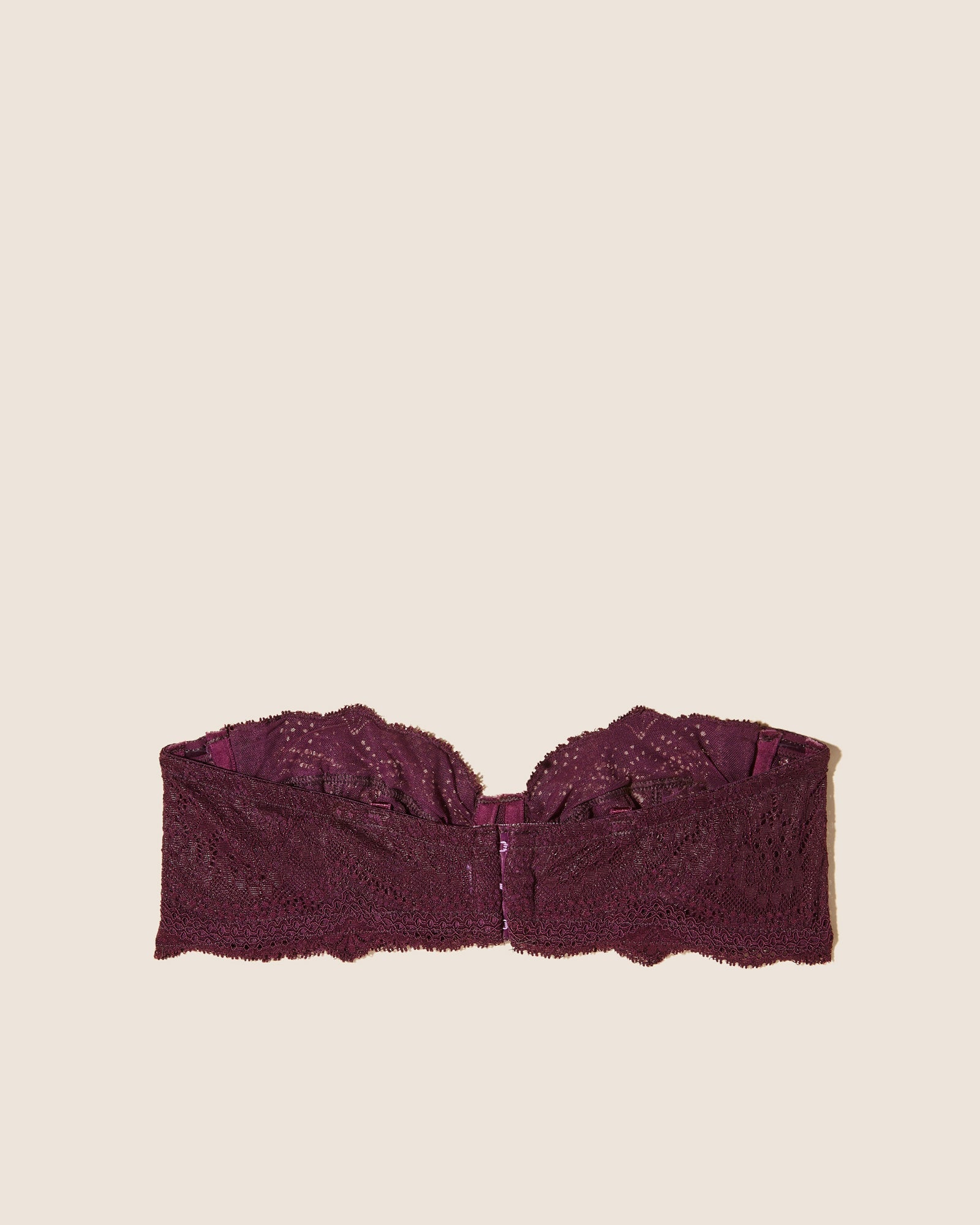 Buy SOIE Non Wired Micro Modal Stretch Lacy Bandeau Bra with Removable Pads  and Detachable Straps-Maroon Online