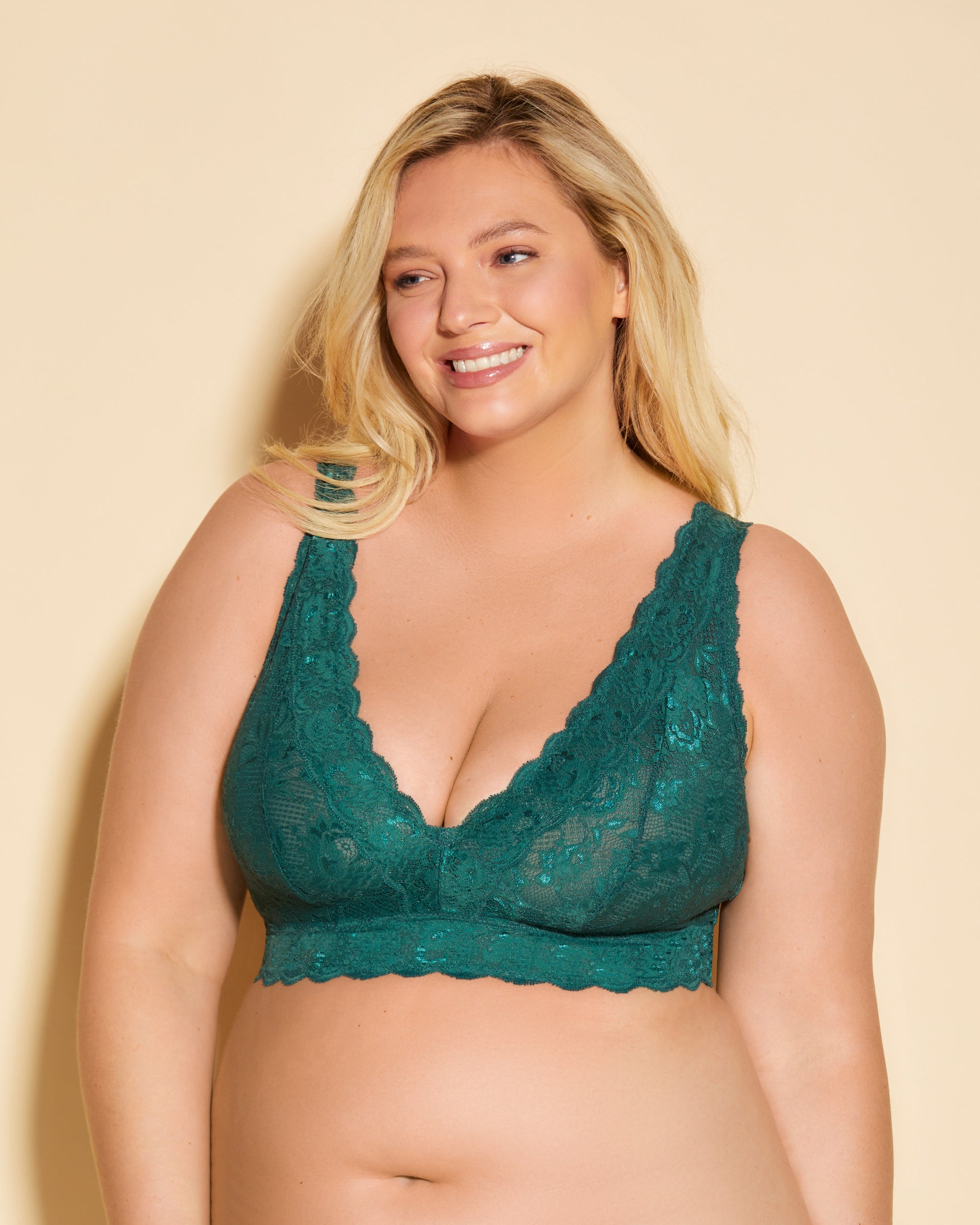 Cosabella Never Say Never Ultra Curvy Plungie Longline Bralette - Wireless Plunge Bra For Fuller Busts, Lace Bralette