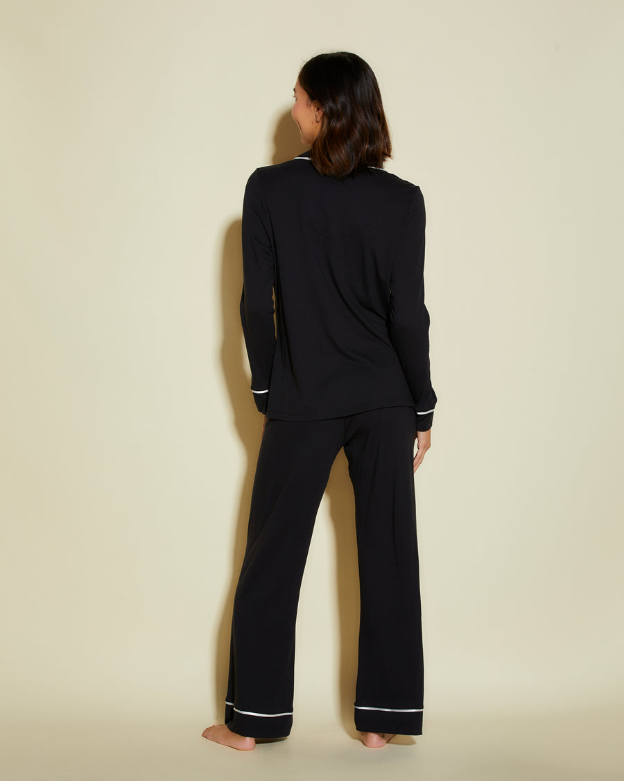Black Set - Bella Petite Long Sleeve Top & Pant Pajama Set