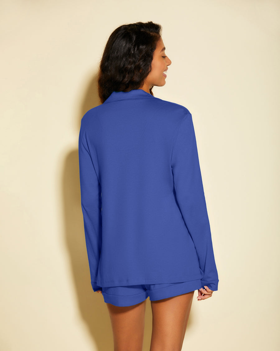 Blue Set - Bella Long Sleeve Top & Boxer Pajama Set
