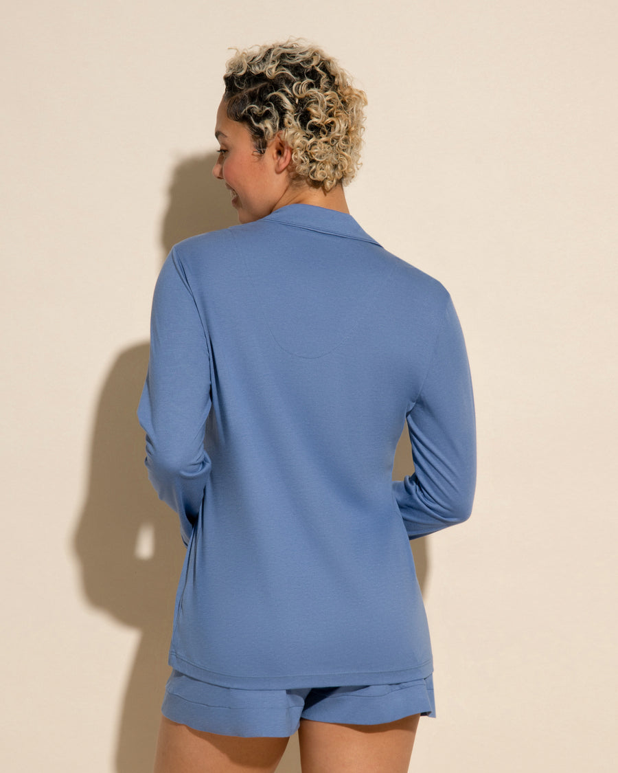 Blue Set - Bella Long Sleeve Top & Boxer Pajama Set