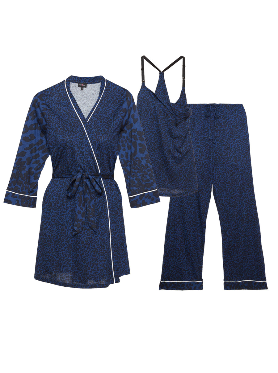 Blue Set, Bella Maternity Printed Nursing Pajama Set
