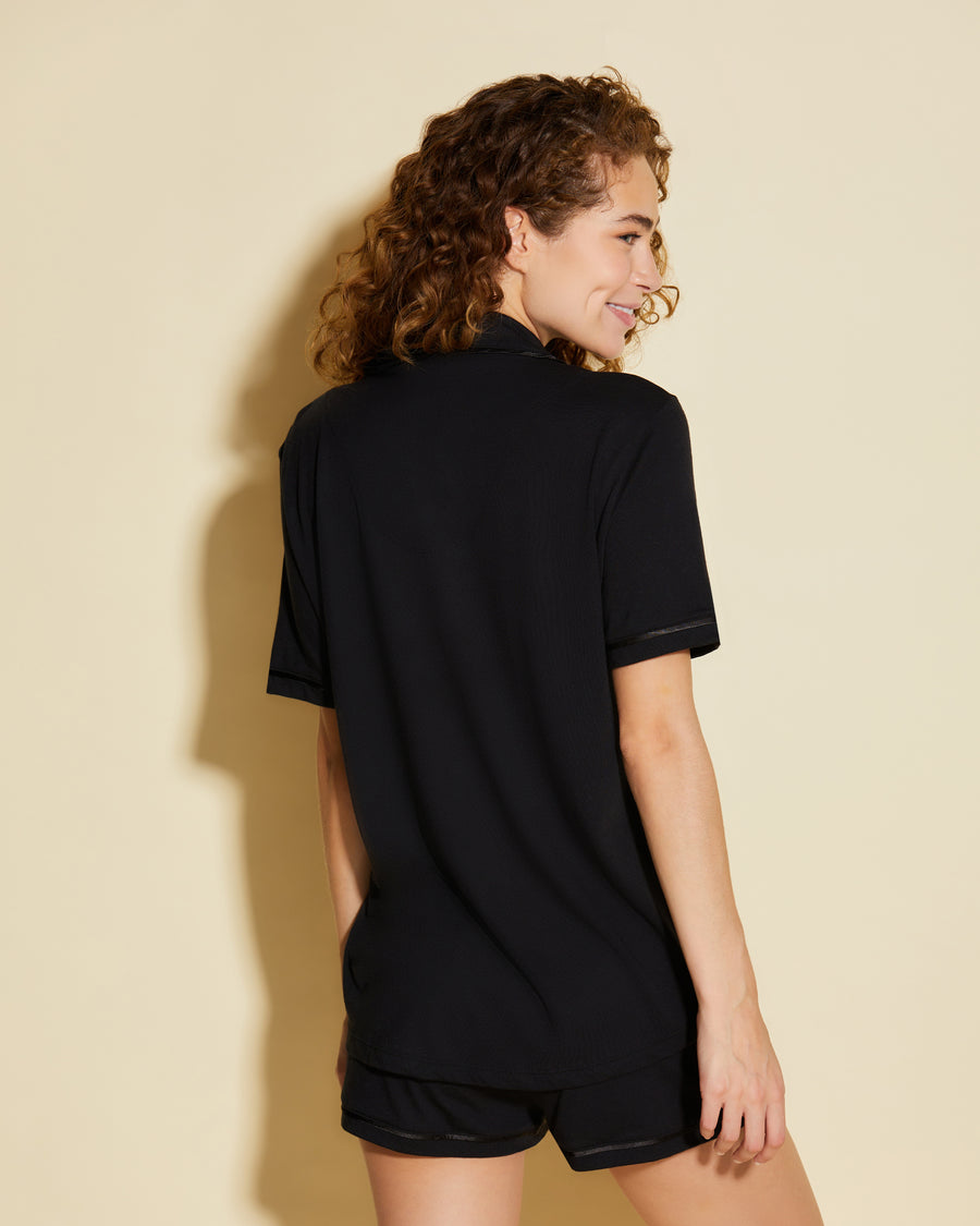 Black Set - Bella Short Sleeve Top & Boxer Pajama Set