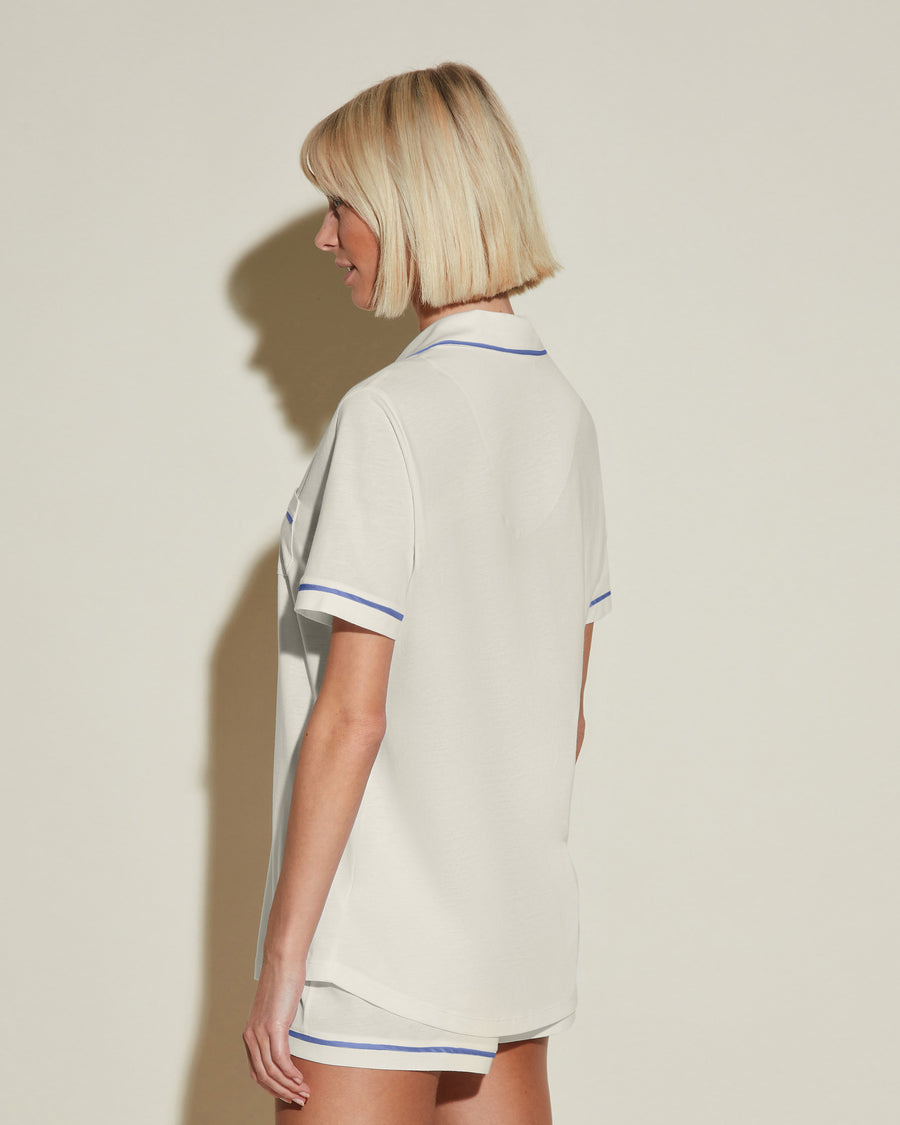 White Set - Bella Short Sleeve Top & Boxer Pajama Set