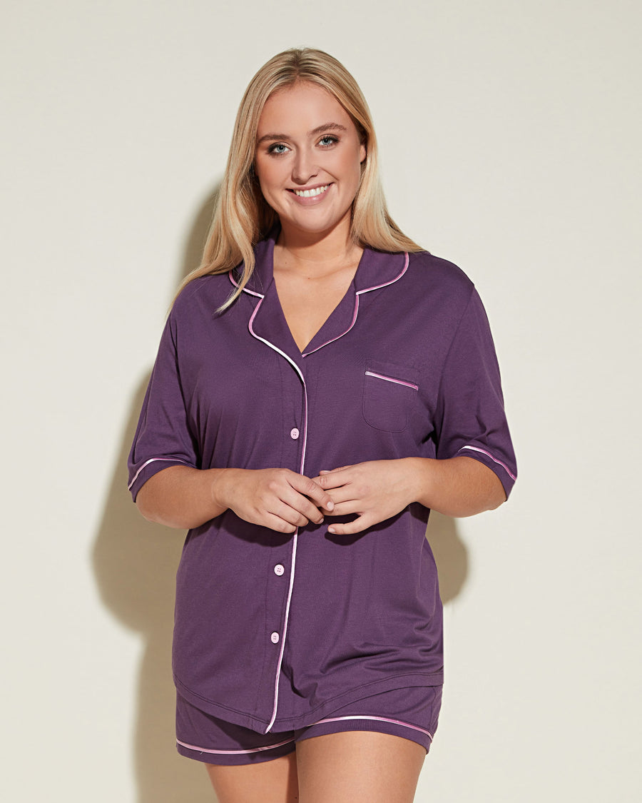 Púrpura Conjuntos - Bella Conjunto De Pijama Con Camisa De Manga Corta Y Pantalones Cortos