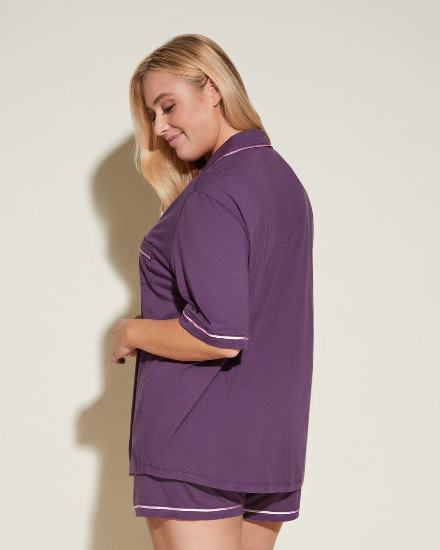 Purple Set - Bella Short Sleeve Top & Boxer Pajama Set