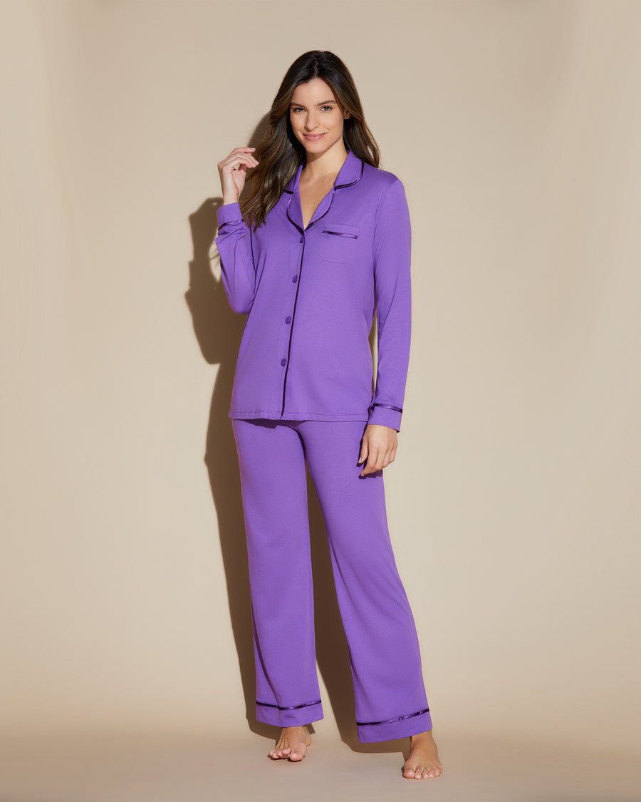 Púrpura Conjuntos - Bella Pijama Con Camisa De Manga Larga Y Pantalones