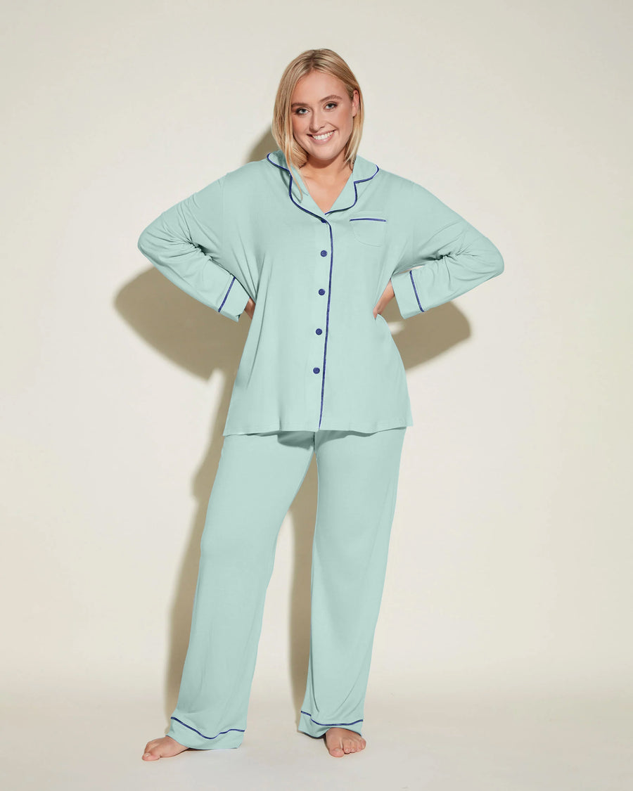 Grün Set - Bella Langärmeliges Top & Boxer Pyjama-Set