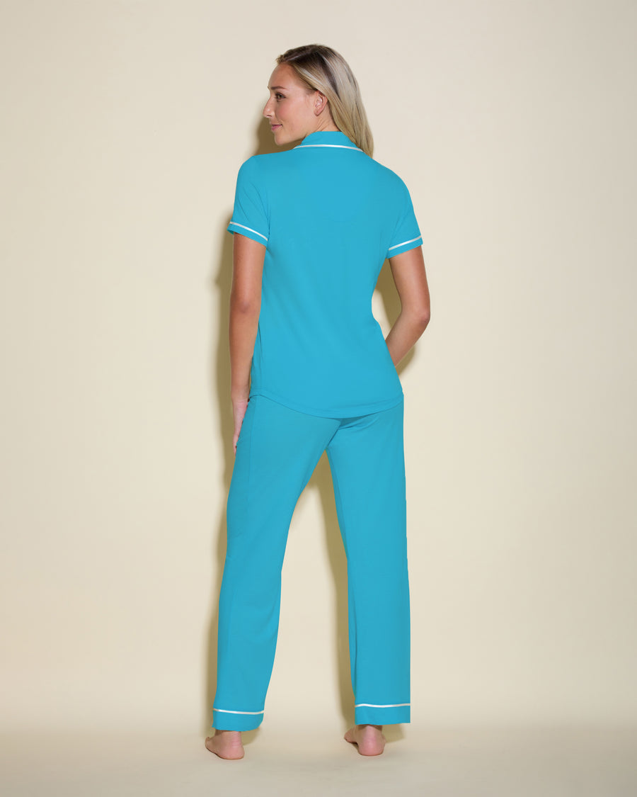 Blue Set - Bella Short Sleeve Top & Pant Pajama Set