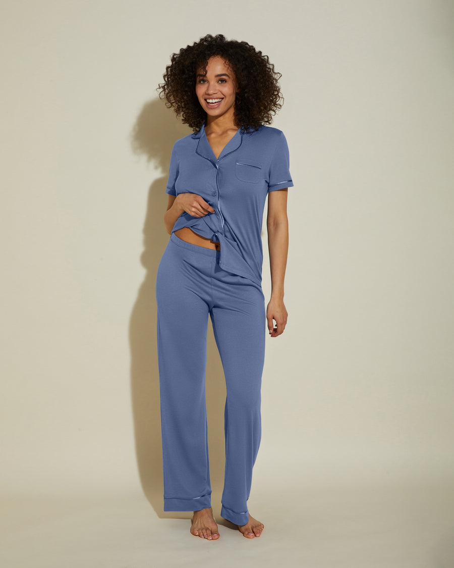 Blue Set - Bella Short Sleeve Top & Pant Pajama Set