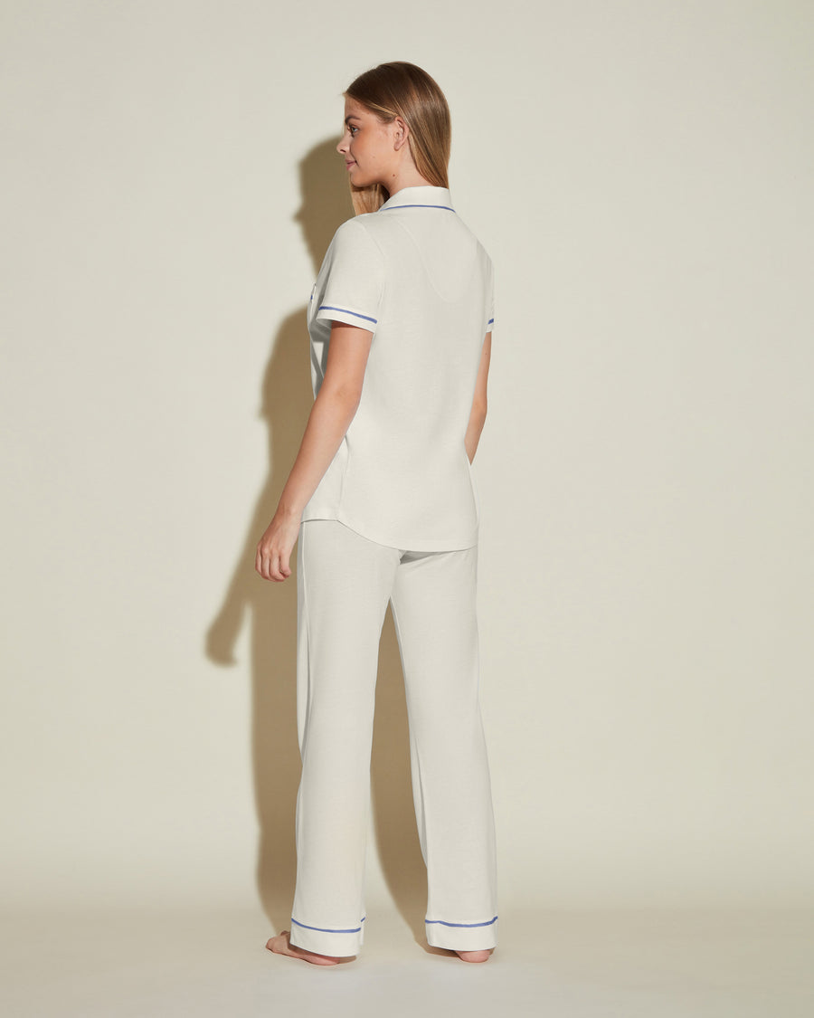 White Set - Bella Short Sleeve Top & Pant Pajama Set