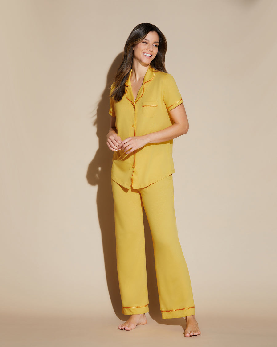 Amarilla Conjuntos - Bella Pijama Con Camisa De Manga Corta Y Pantalones