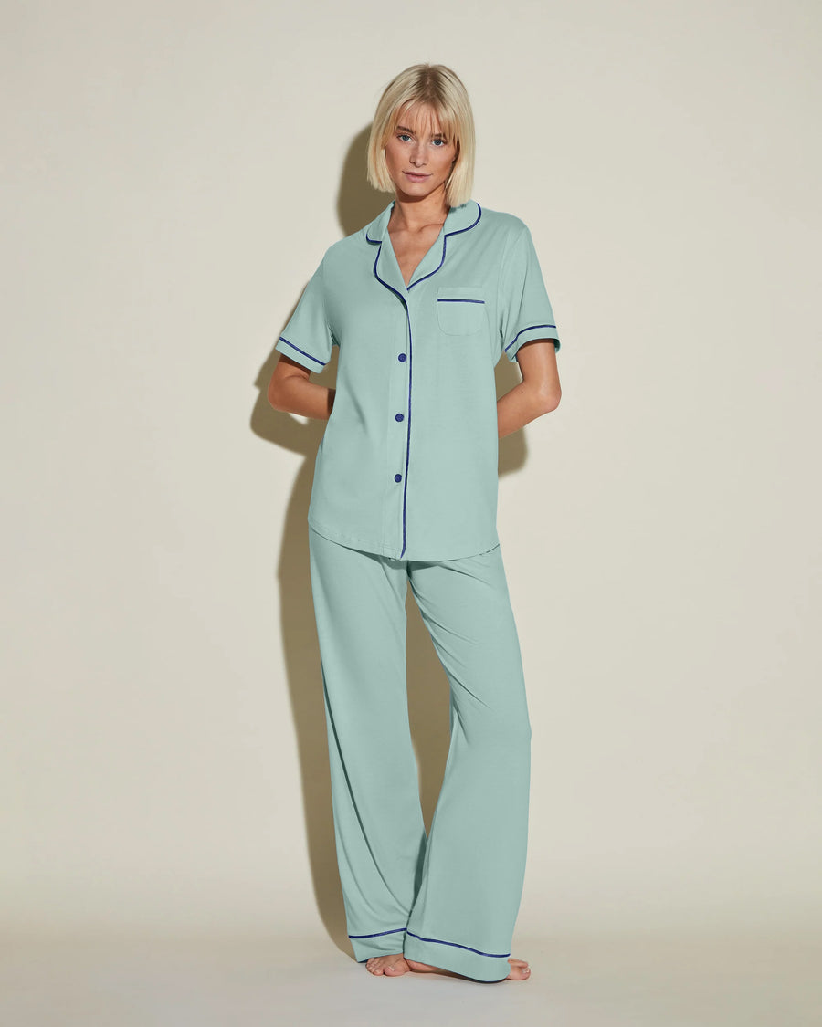 Grün Set - Bella Kurzärmeliges Top & Hose Pyjama-Set