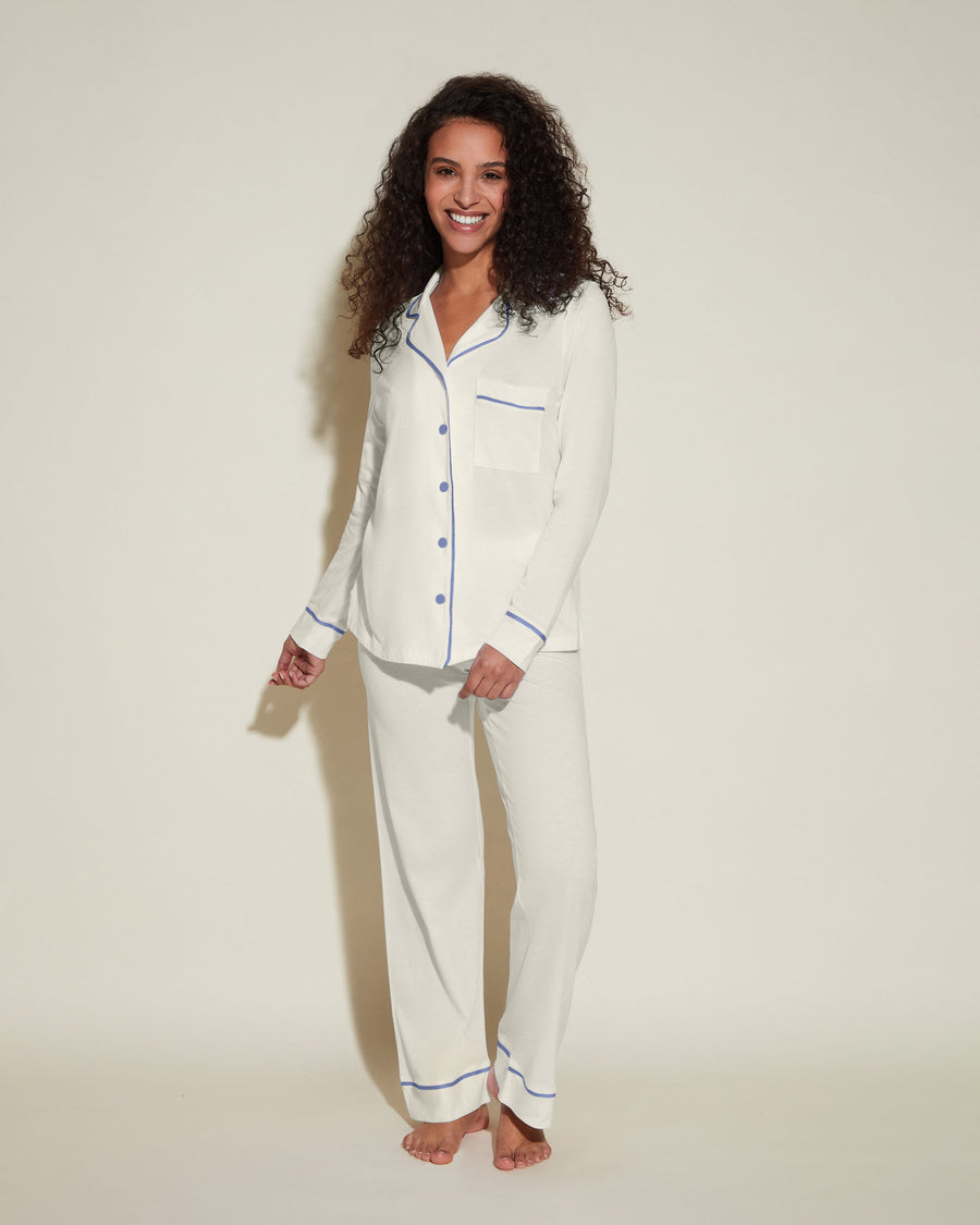 White Set - Bella Petite Long Sleeve Top & Pant Pajama Set