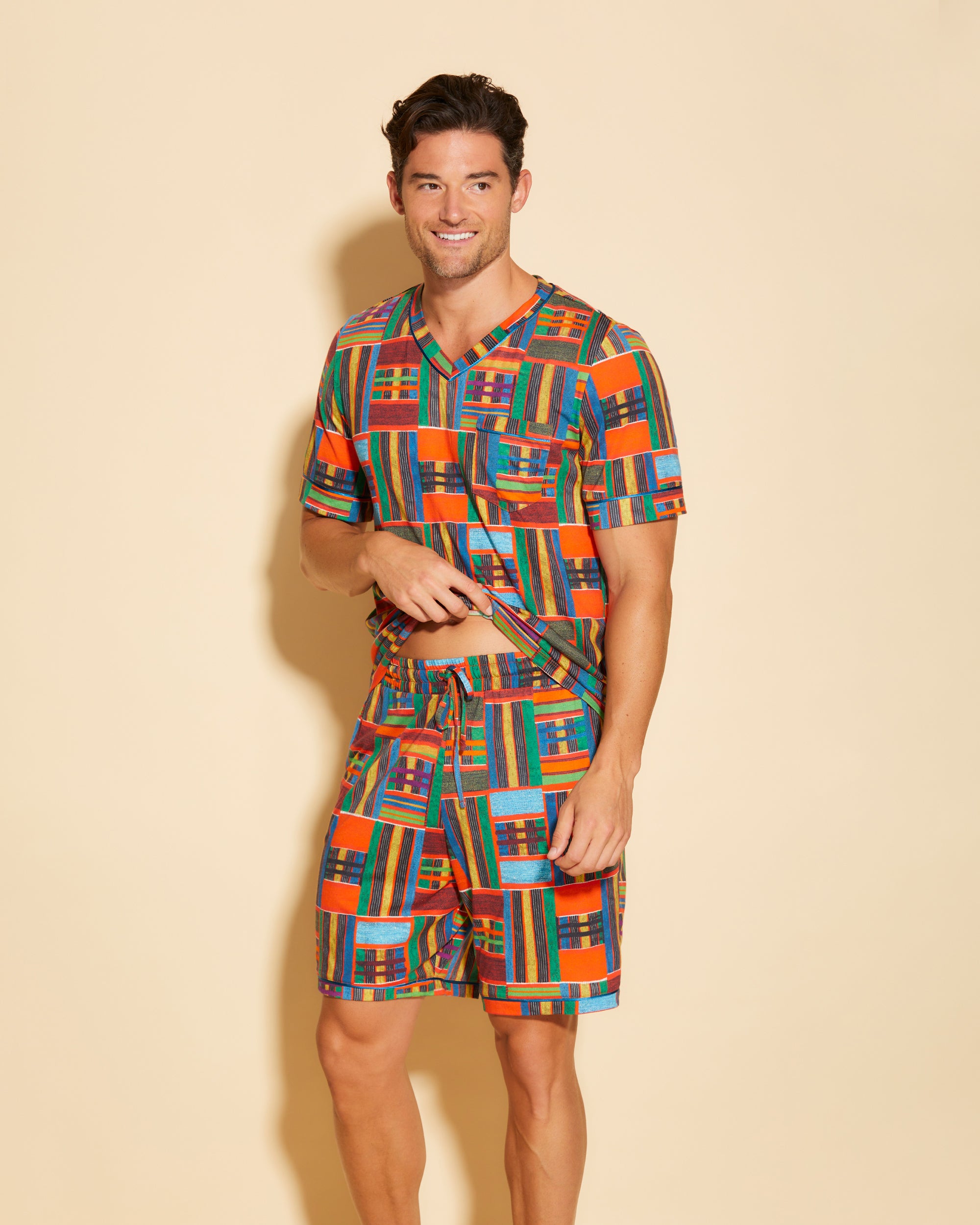 Cosabella | Bella Printed Men's Short Sleeve Top & Shorts Pajama Set | Sale