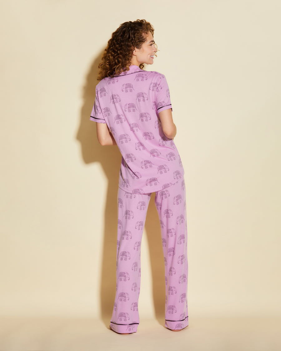 Print Set - Bella Printed Short Sleeve Top & Pant Pajama Set