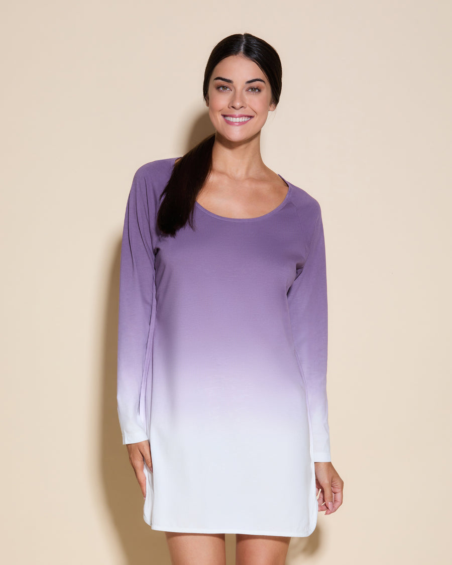 Purple Shirt - Florida Lounge Printed Long Sleeve Night Sleepshirt