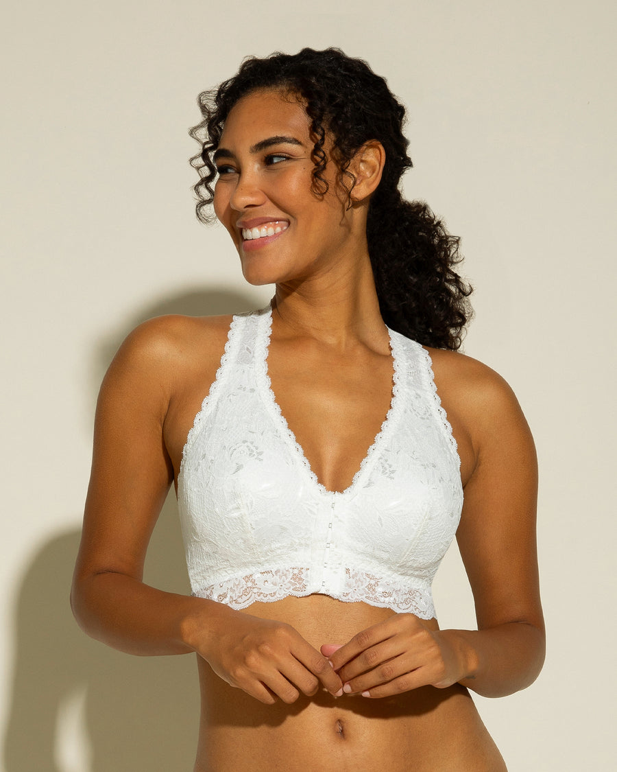 Blanc Bralette - Never Say Never Bralette À Fermeture Frontale Post-Chirurgicale