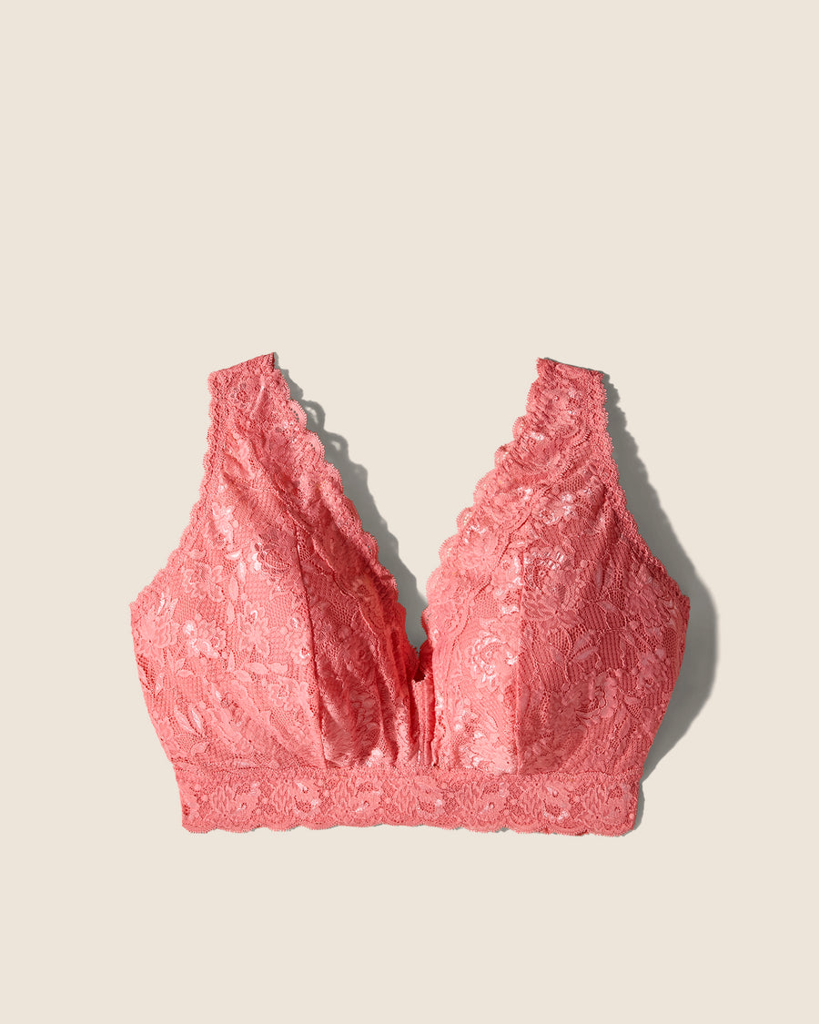 Pink Bralette - Never Say Never Ultra Curvy Plungie Longline Bralette