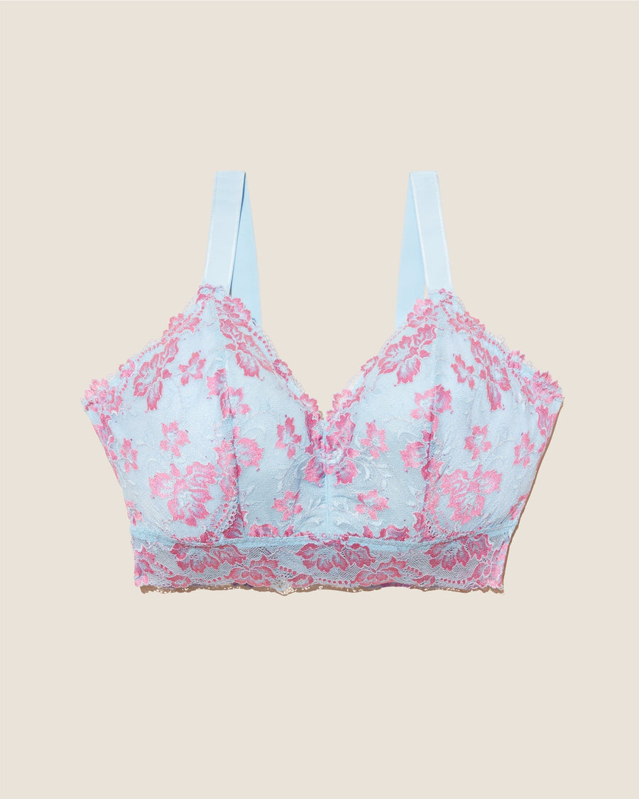 Cosabella Savona Curvy Longline Bralette For Women - Floral Lace, Wireless Support